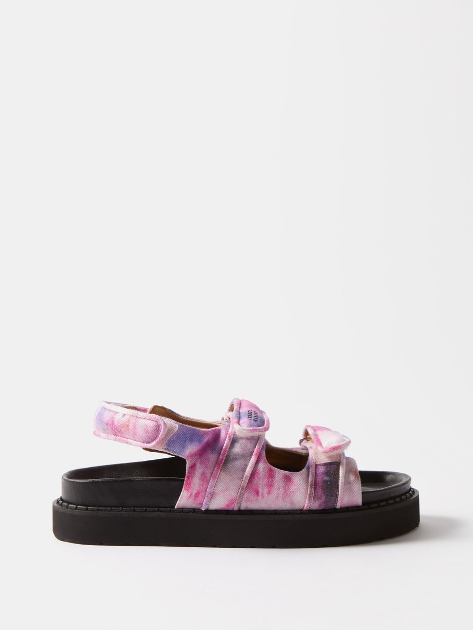 이자벨 마랑 샌들 Isabel Marant Pink Madee tie-dyed denim velcro sandals