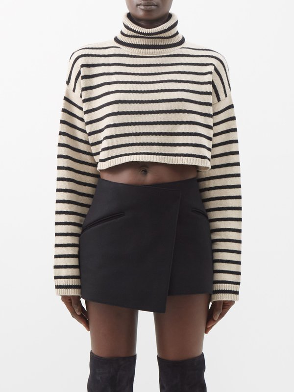 The Frankie Shop Athina striped cropped wool-blend sweater