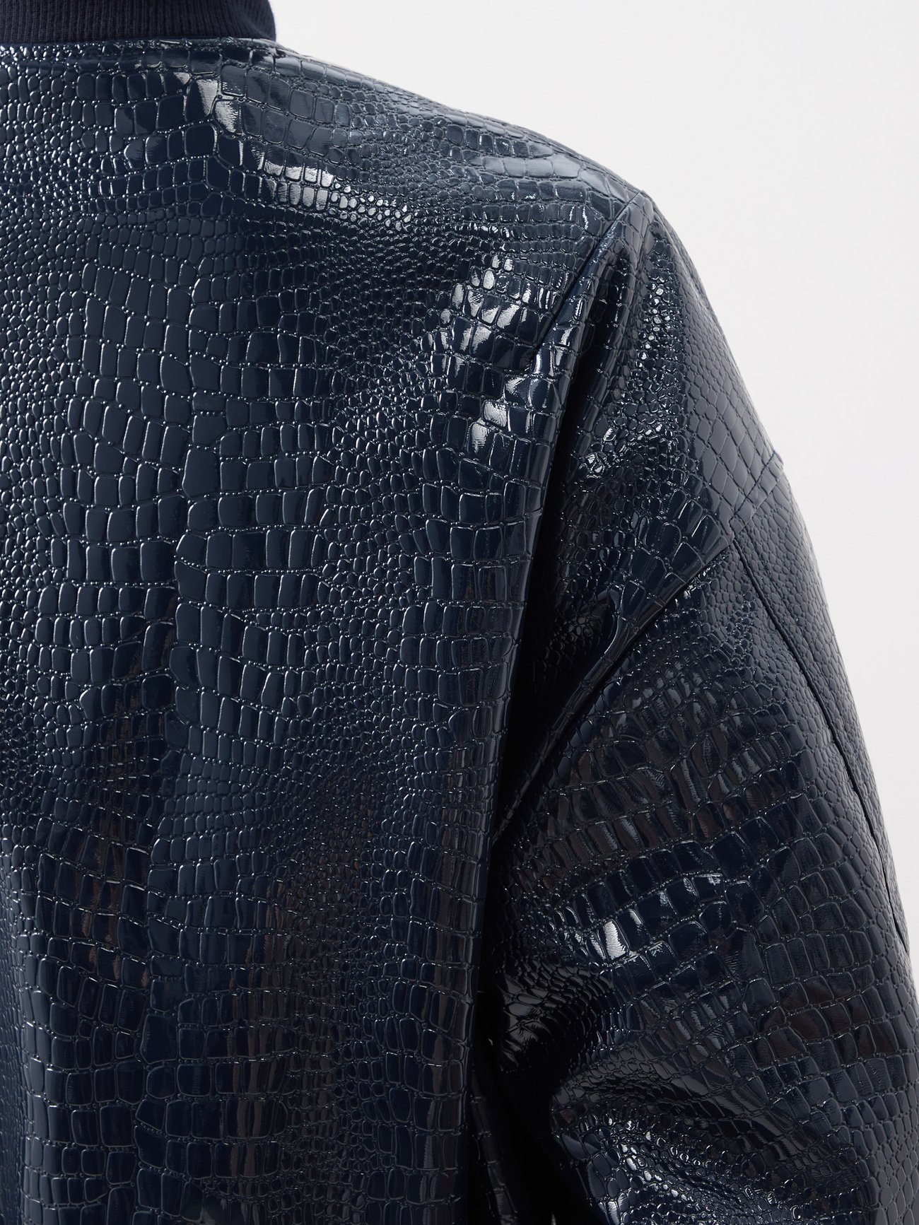 Croc Effect Faux Leather Jacket in Purple - Alaia
