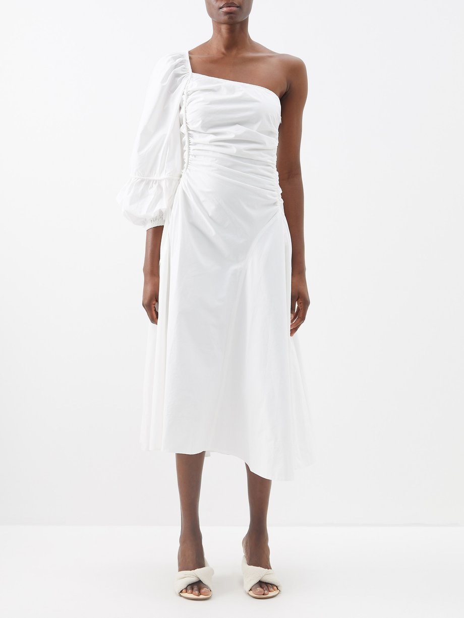 White Fiorella one-shouldered cotton midi dress | Ulla Johnson ...