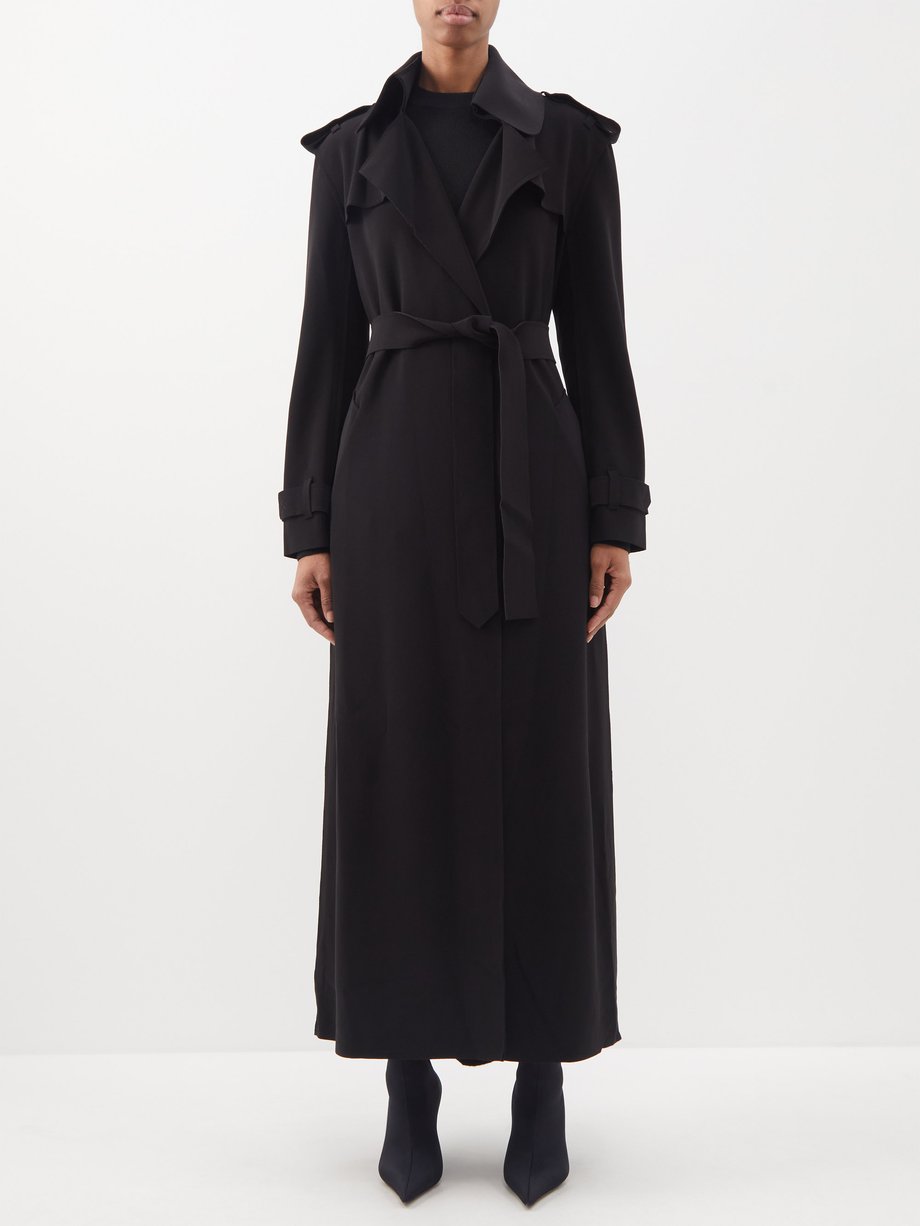 Black Belted jersey trench coat | Norma Kamali | MATCHES UK