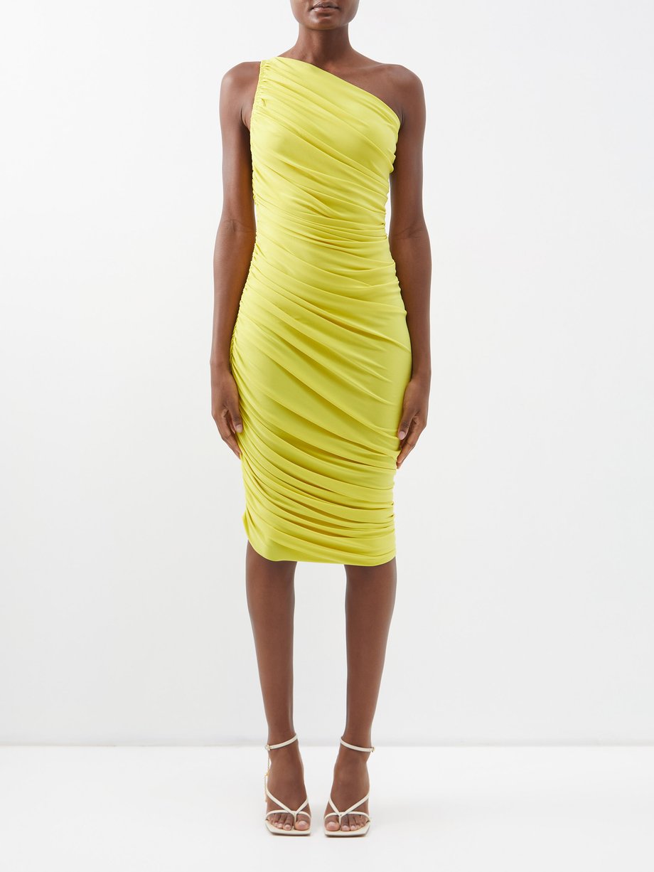 Cambiable preposición barrer Yellow Diana one-shoulder ruched jersey dress | Norma Kamali |  MATCHESFASHION US