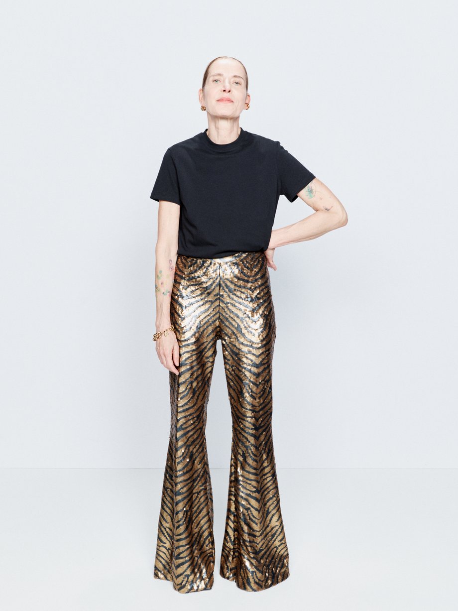 Buy Lipsy Black Sequin Wide Leg Trousers from Next USA