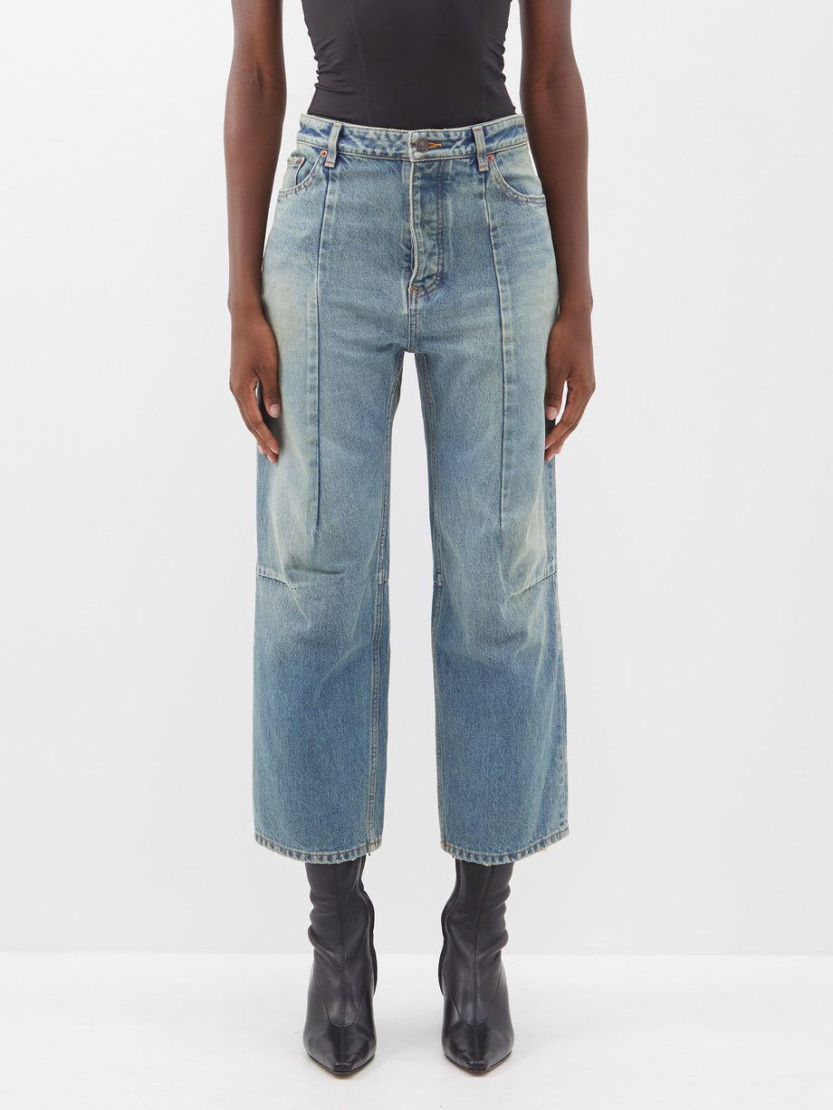 Blue Cropped straight-leg jeans | Balenciaga | MATCHES UK
