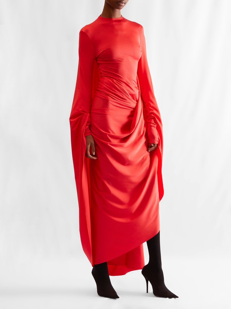 Red Asymmetrichem draped crepe dress  Balenciaga  MATCHESFASHION AU