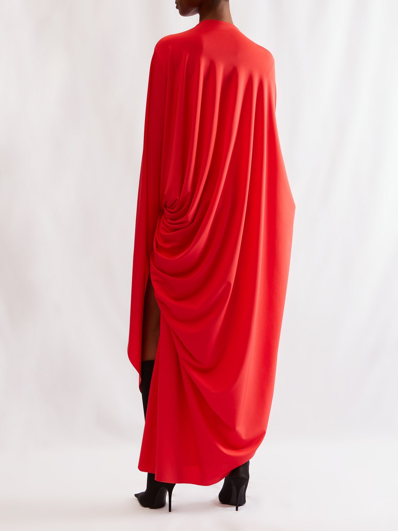 Red Asymmetric-hem draped crepe dress, Balenciaga