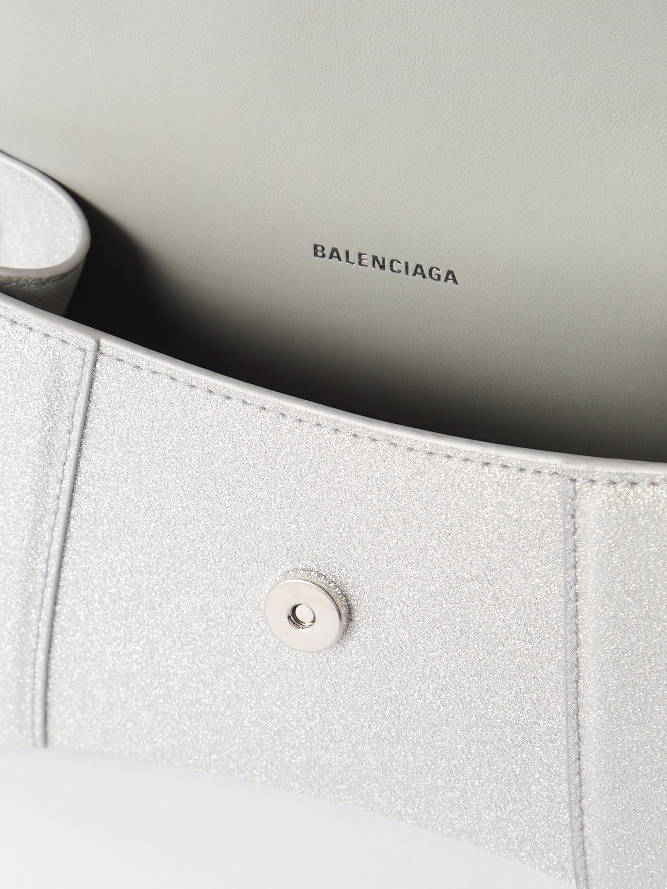 Balenciaga Hourglass Silver Sequins Leather Top Handle Bag