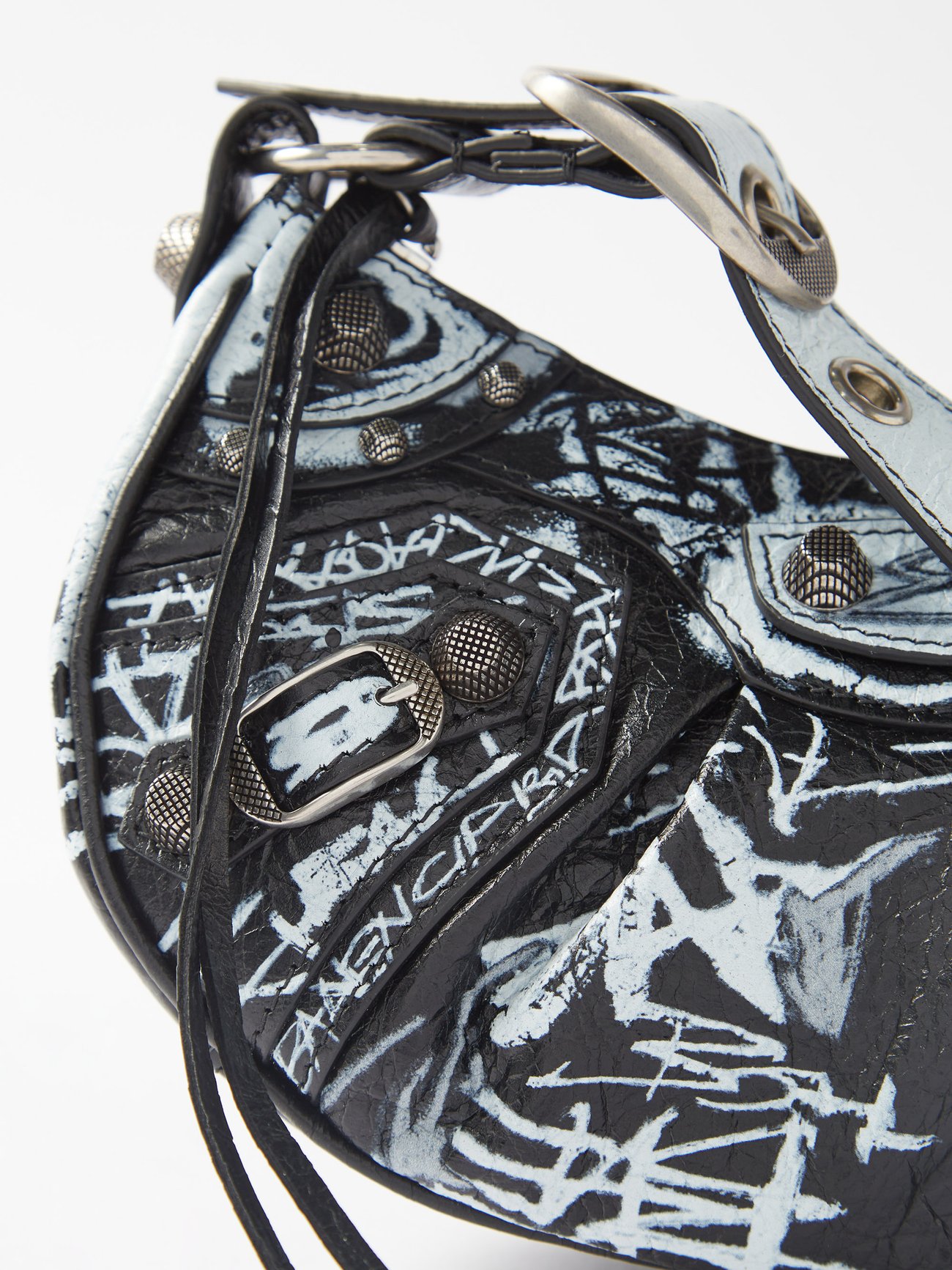 Balenciaga Cagole Xs Graffiti-Print Leather Shoulder Bag