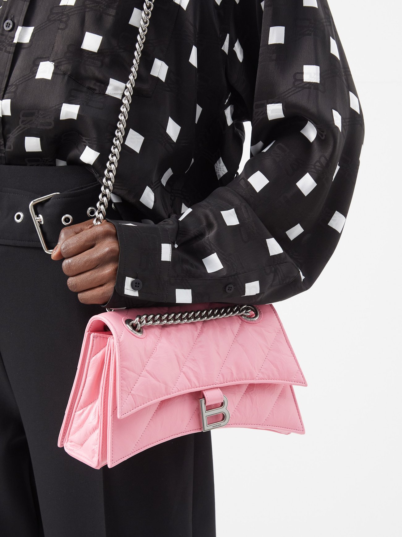 Crush Small Quilted Leather Shoulder Bag in Pink - Balenciaga