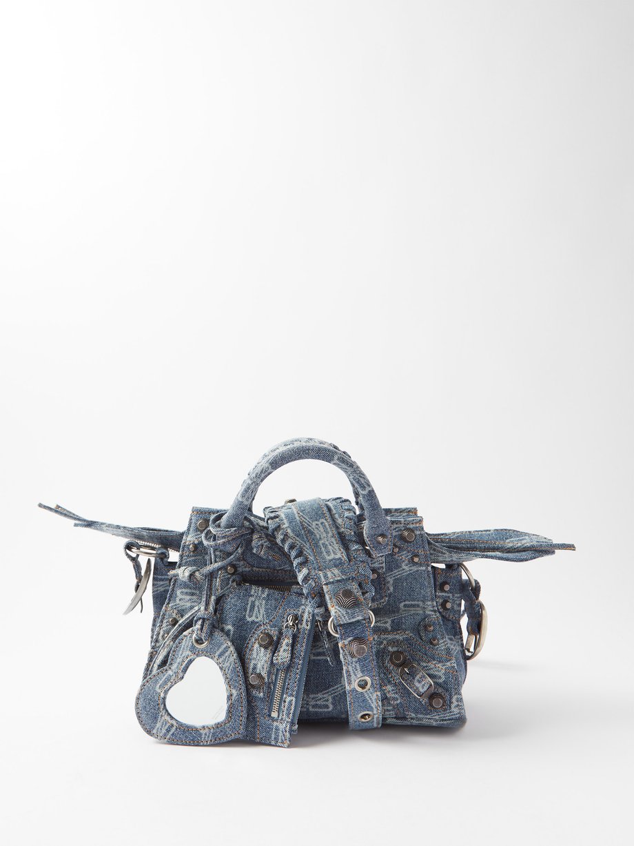 Neo Cagole XS Denim Shoulder Bag in Blue - Balenciaga