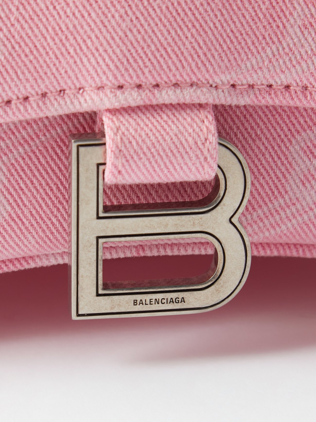 Balenciaga Women's Hourglass Small Handbag Denim Printed - Pink