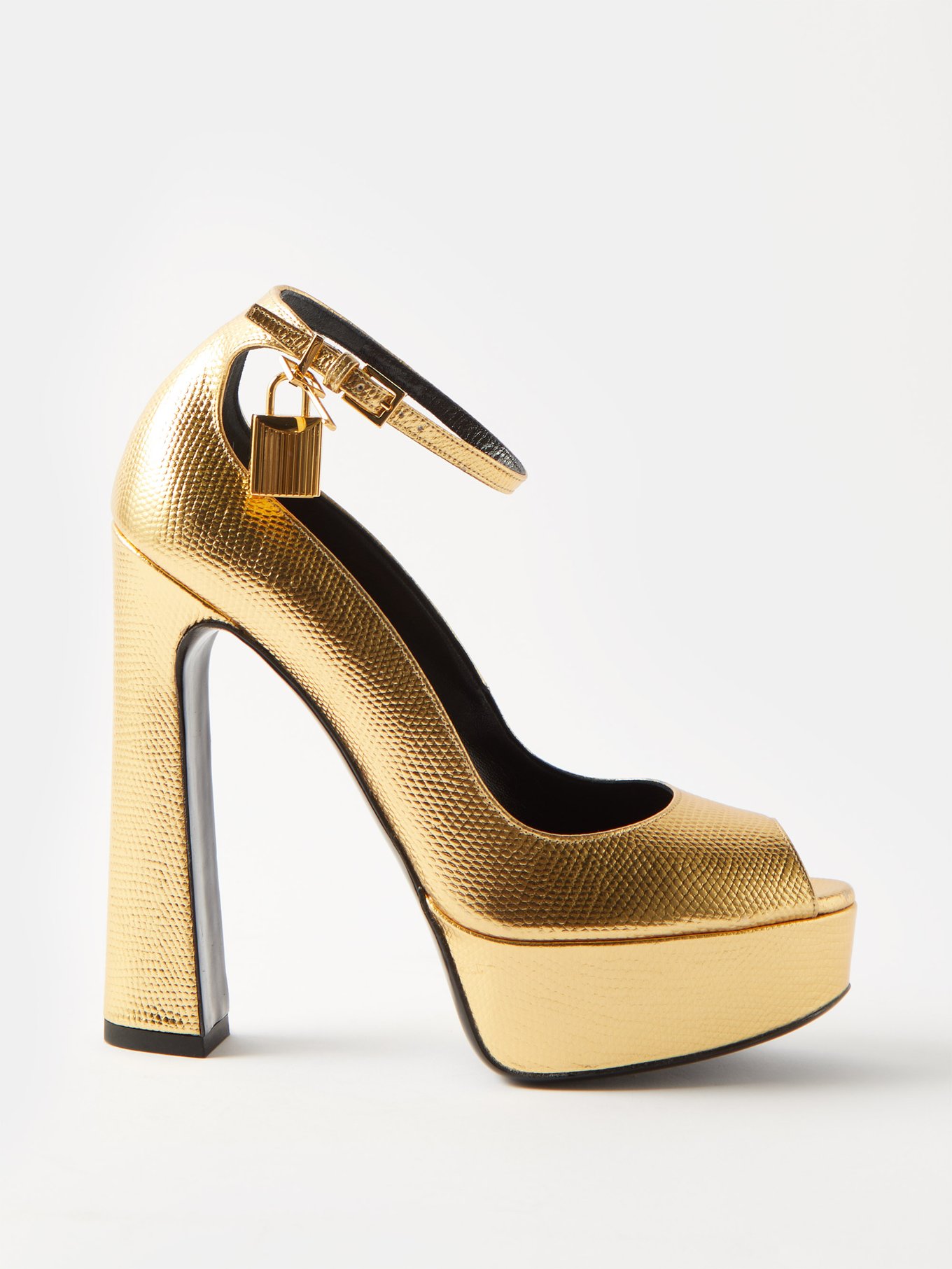 Gold Padlock 145 lizzard-effect leather sandals | Tom Ford | MATCHESFASHION  US