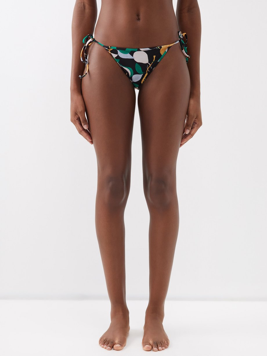 La DoubleJ Triangle leaf-print side-tie bikini briefs