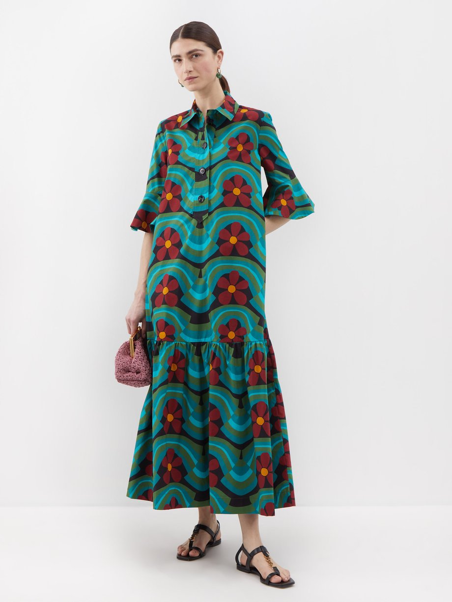 Green Artemis floral-print cotton-poplin dress | La DoubleJ ...