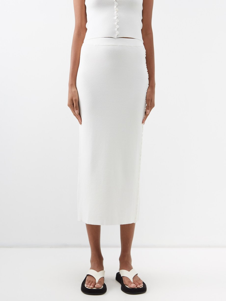 White Bisa buttoned knit midi skirt | Altuzarra | MATCHESFASHION UK