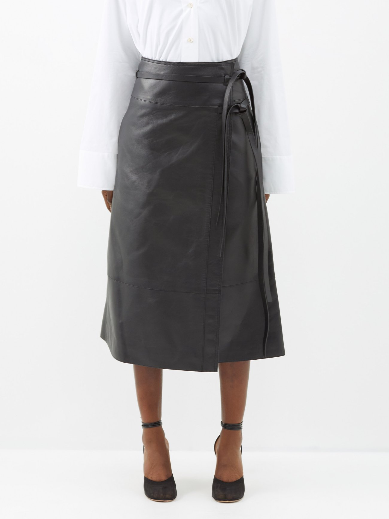 Black Scobie tie-waist leather skirt | Altuzarra | MATCHESFASHION US