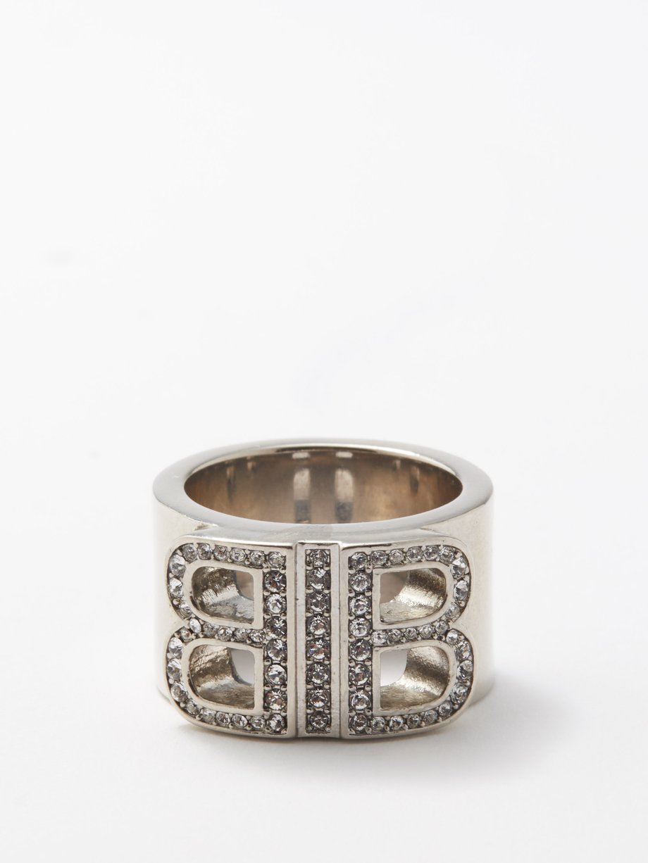 Silver BB Signet Ring by Balenciaga on Sale