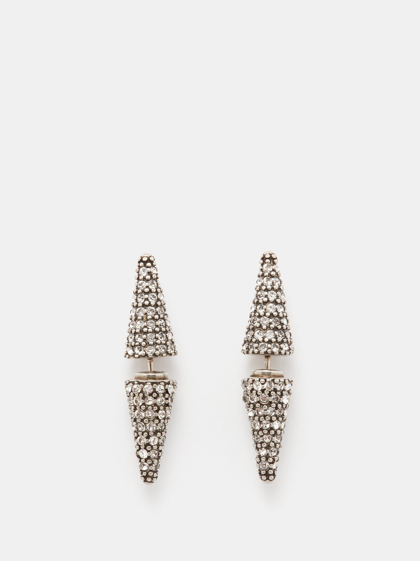 Silver Cagole crystal-embellished earrings | Balenciaga | MATCHESFASHION US
