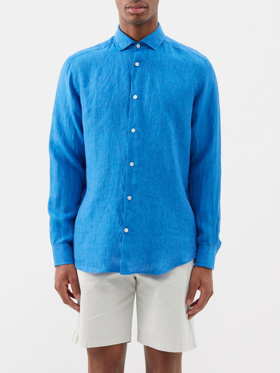 Blue Antonio linen shirt | Frescobol Carioca | MATCHESFASHION US