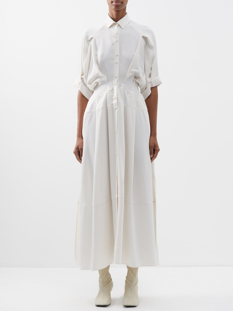 White Precision pleated woven shirt dress | palmer//harding