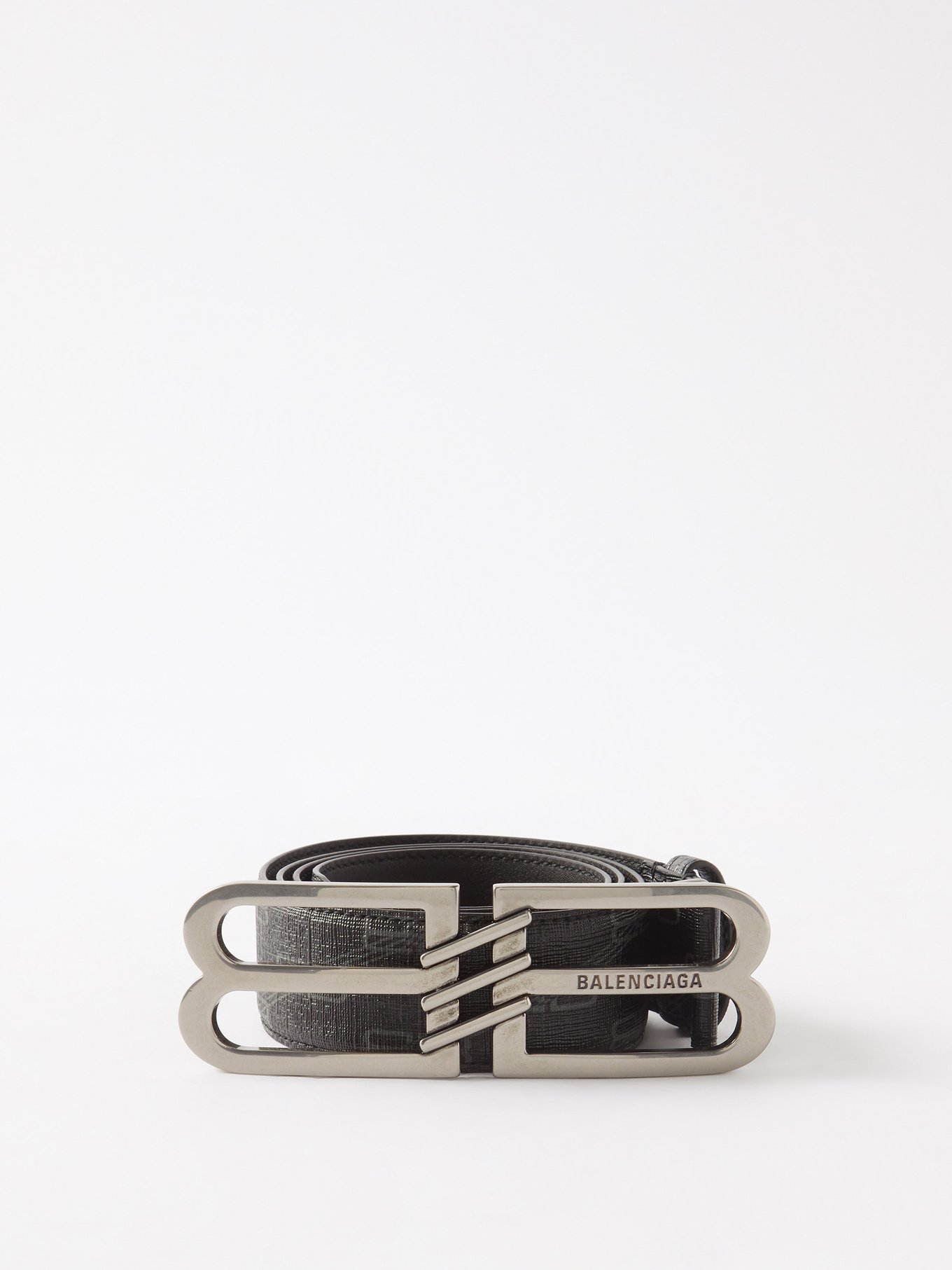 Men's Bb Signature Belt Bb Monogram Coated Canvas in Black