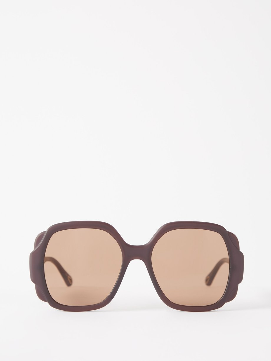 Brown Mirtha round recycled-plastic sunglasses, Chloé