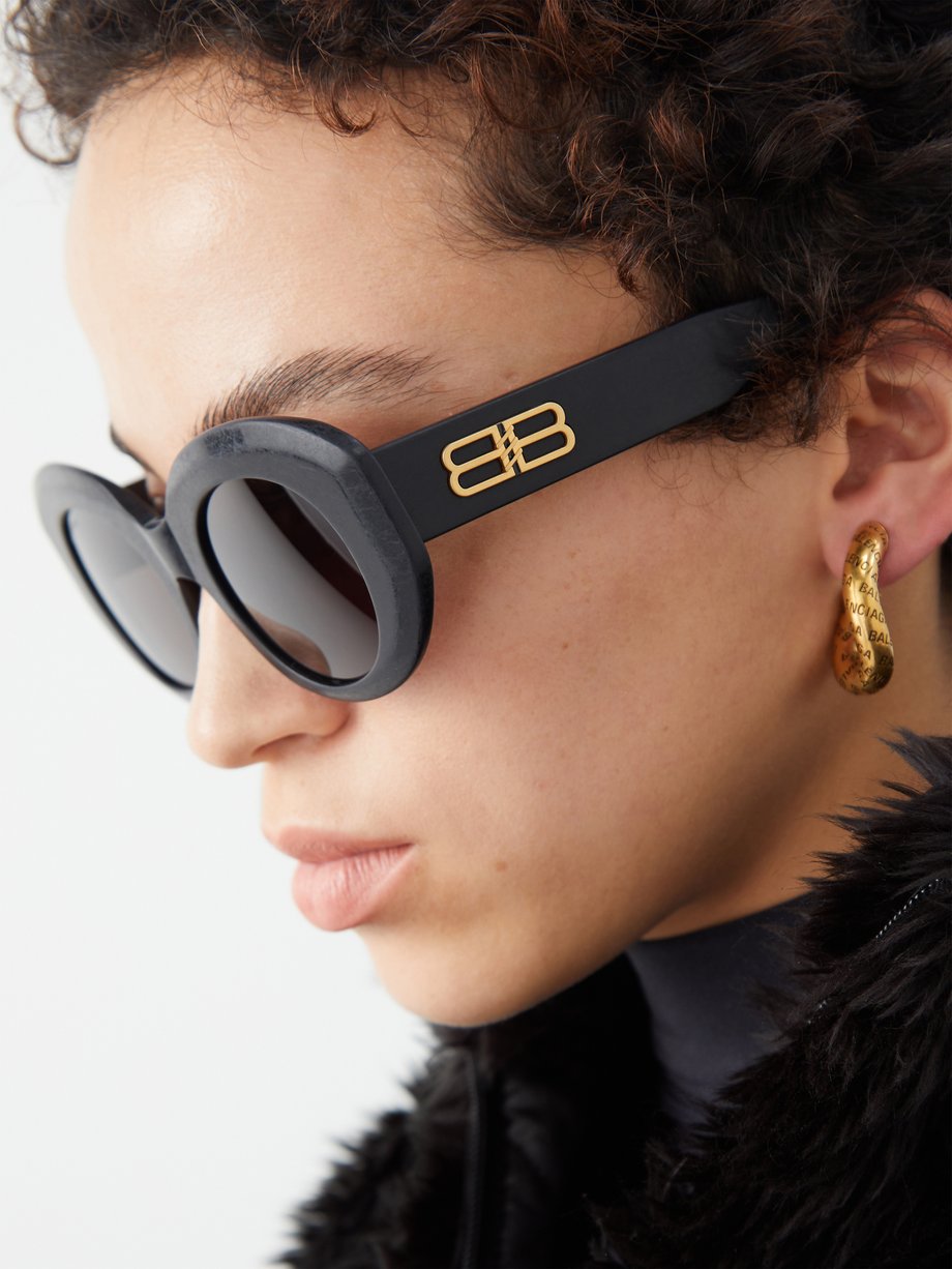 Balenciaga Twisted Round Acetate Sunglasses  Neiman Marcus