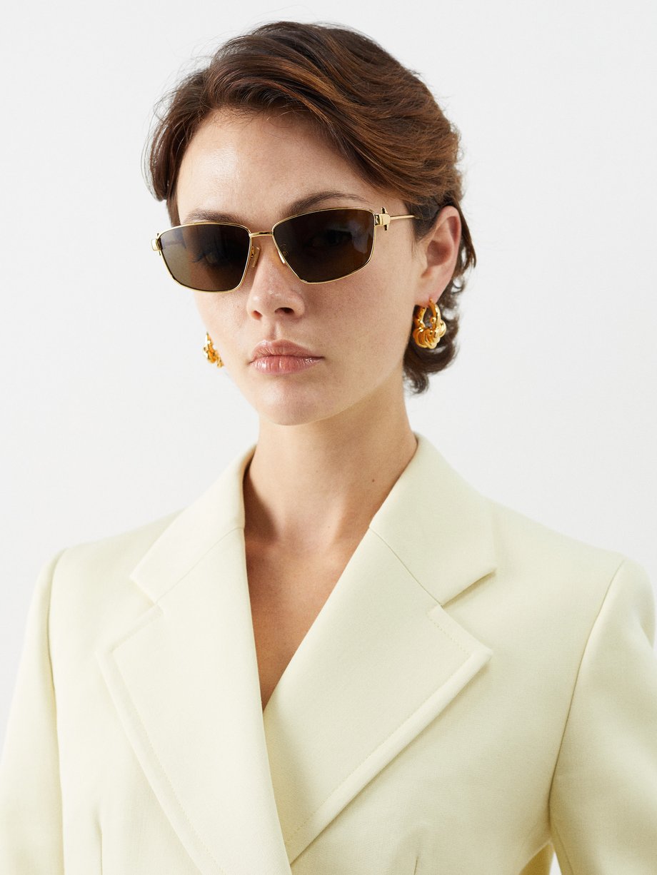 Bottega Veneta Eyewear (Bottega Veneta) Rectangle metal sunglasses