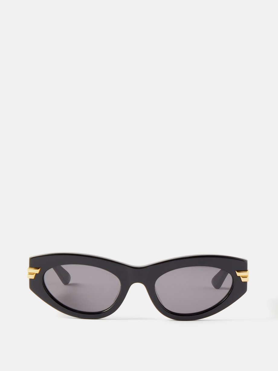 Black YSL-logo cat-eye acetate sunglasses