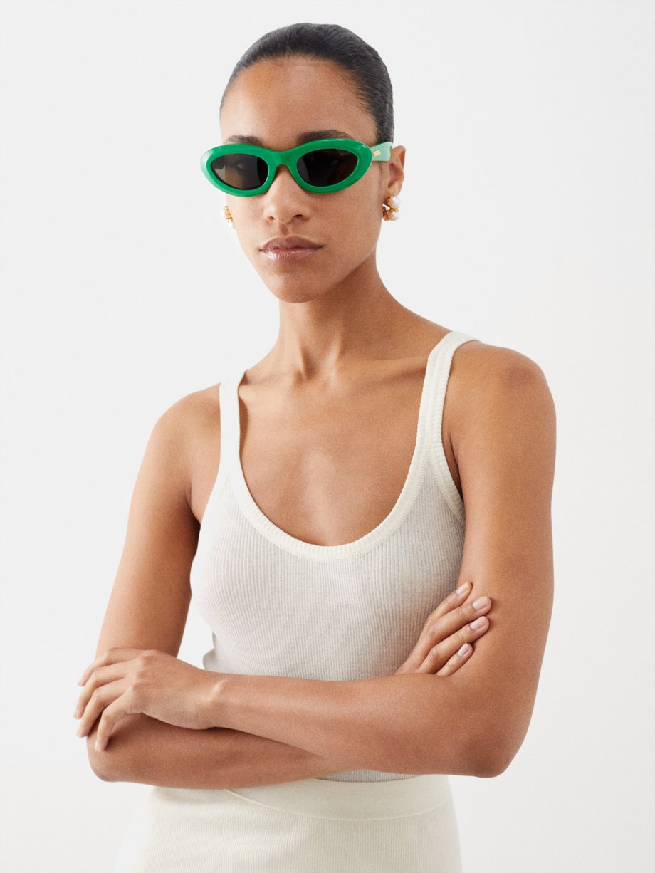 Green Bombe round acetate sunglasses | Bottega Veneta | MATCHESFASHION UK