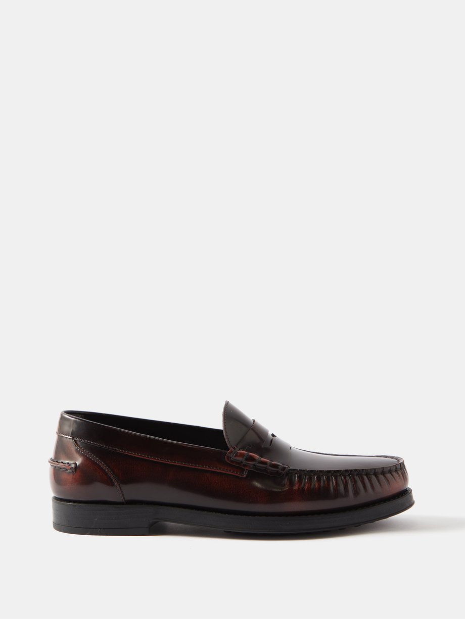 Burgundy Gomma leather penny loafers | Tod's | MATCHESFASHION US