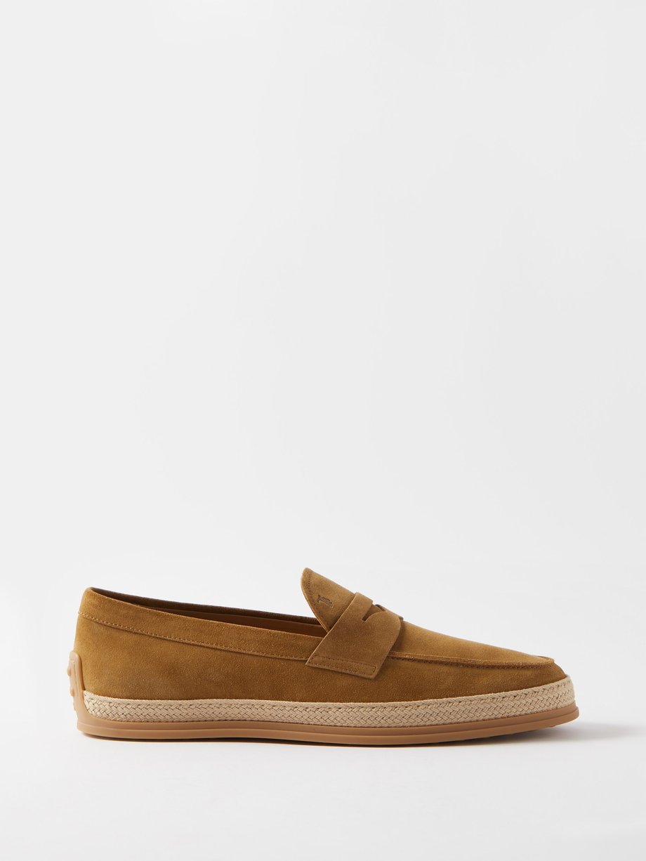 Brown Suede espadrille penny loafers | Tod's | MATCHESFASHION US