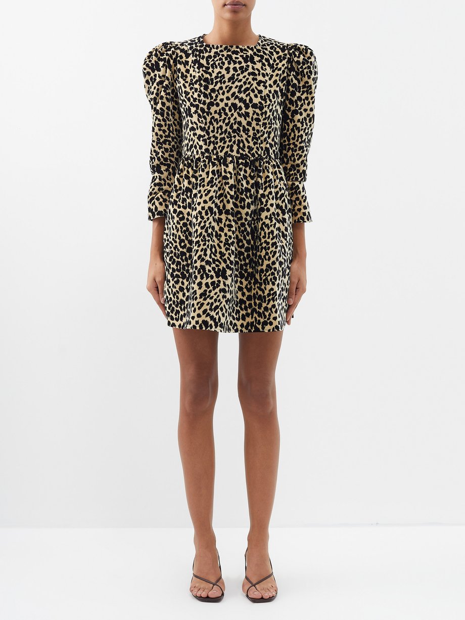 Beige Prairie leopard-print velvet mini dress | Batsheva | MATCHES UK