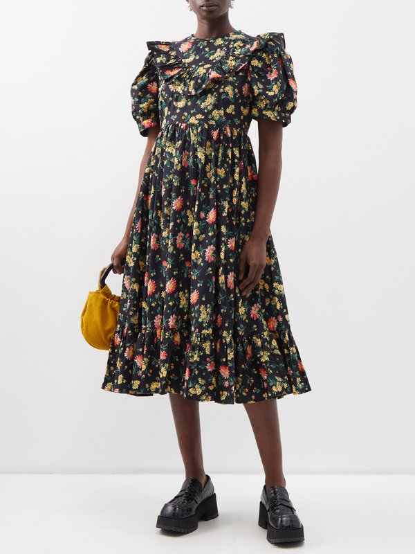 Black X Laura Ashley The May cotton midi dress, Batsheva