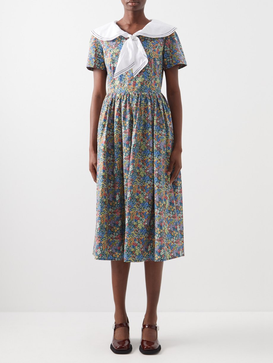 X Laura Ashley Tye floral-print cotton dress video