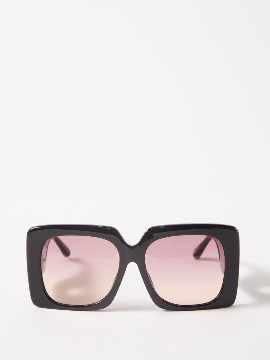 Linda Farrow BLACK Sierra oversized square acetate sunglasses