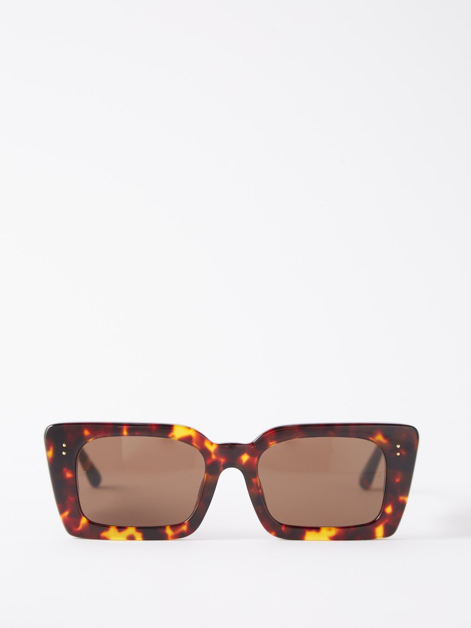 Linda Farrow Brown Nieve rectangle acetate sunglasses