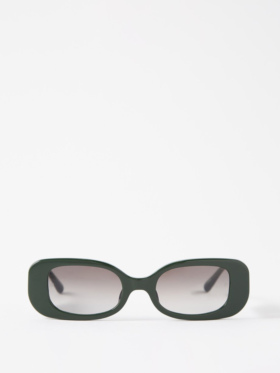 Linda Farrow Green Lola oval acetate sunglasses