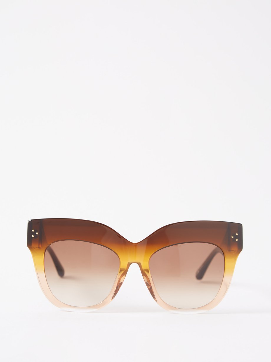 Linda Farrow Brown Dunaway oversized ombre acetate sunglasses