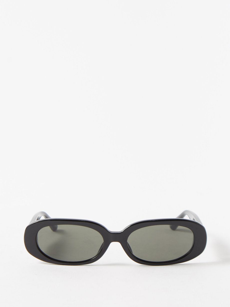 Linda Farrow Black Cara oval acetate sunglasses