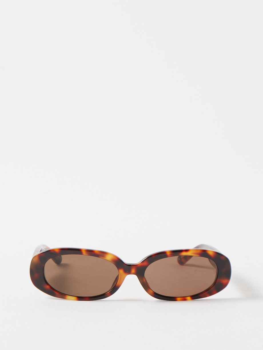 Linda Farrow Brown Cara tortoiseshell-acetate oval sunglasses
