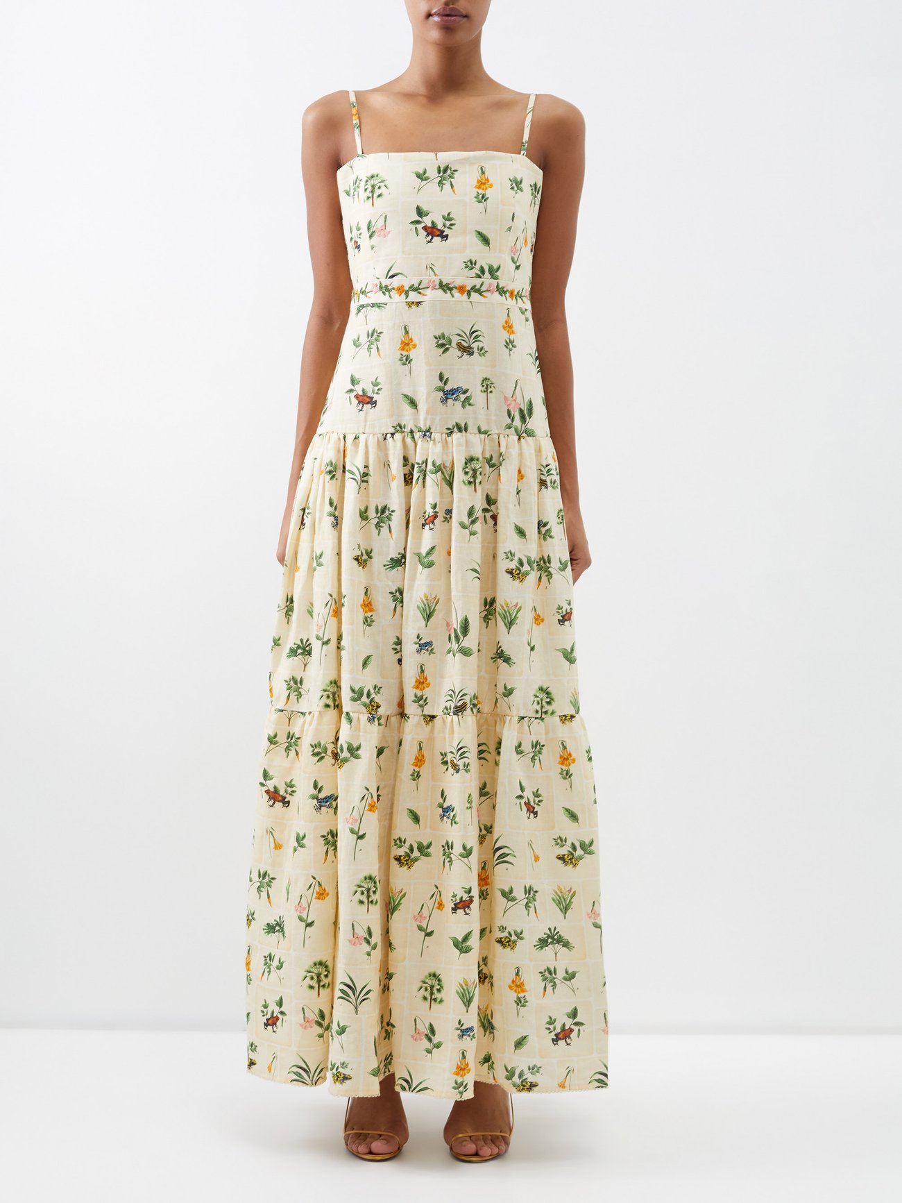 Yellow Lima floral-print linen maxi dress | Agua by Agua Bendita ...