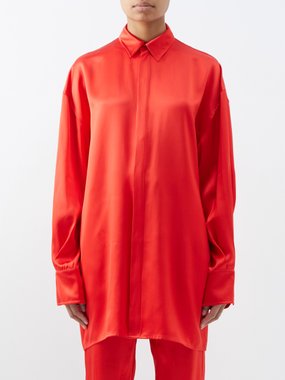 SaSuPhi Valentina oversized silk-blend satin shirt