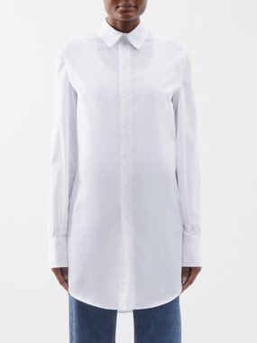 SaSuPhi Marcella longline cotton-poplin shirt