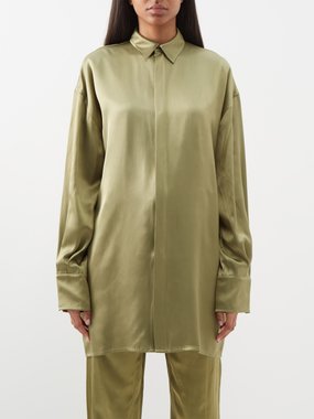 SaSuPhi Valentina oversized silk-blend satin shirt