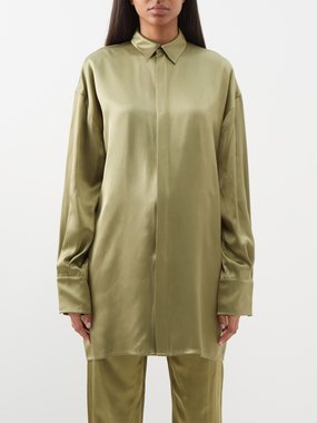 Green Veronica belted wool shirt dress, SaSuPhi