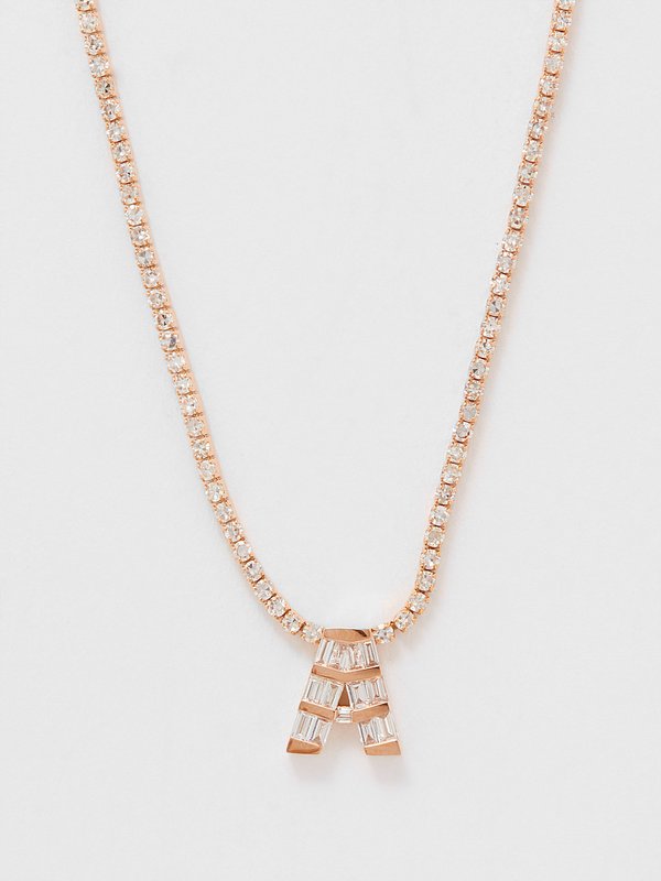 Shay Initial diamond & 18kt rose-gold necklace (A)