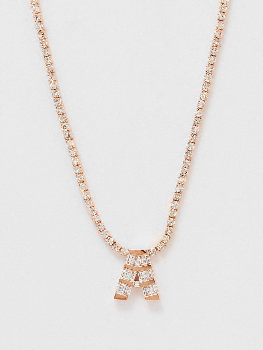 Shay Initial diamond & 18kt rose-gold necklace (A)
