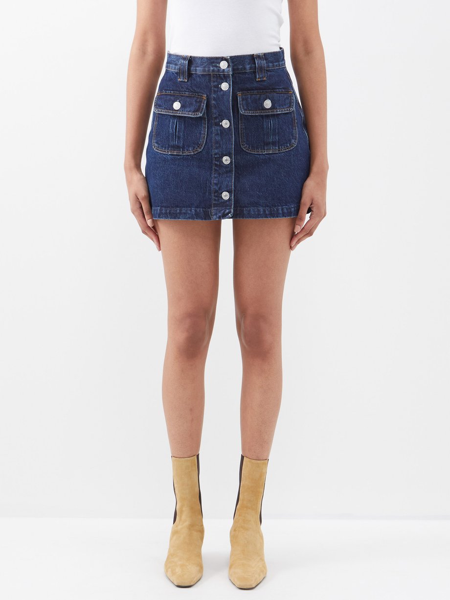 Blue 70s buttoned-front denim mini skirt | Re/Done | MATCHESFASHION UK