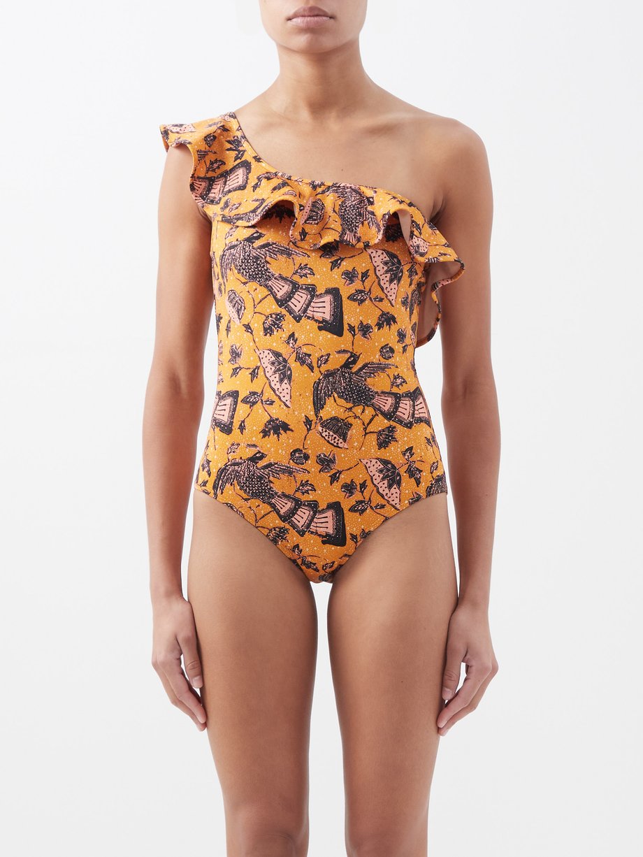 Innerwin Ladies One Piece Swimsuit Shoulder Swimwear Floral Print